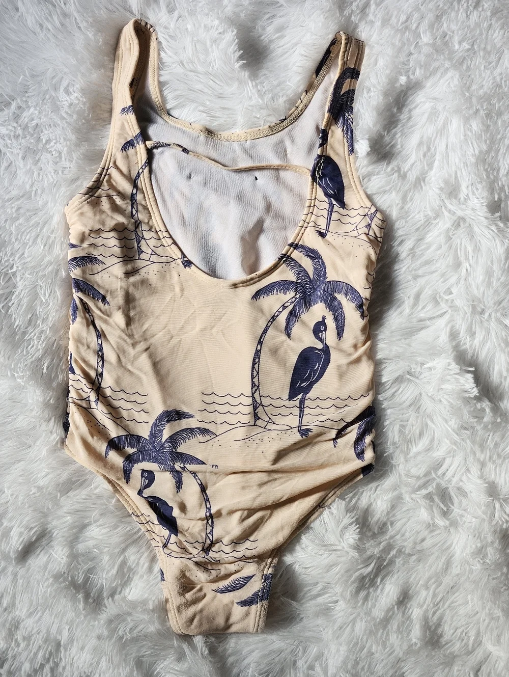 Mini Rodini Cream Palm & Flamingo One-Piece Swimsuit 3-5 Years - Picture 2 of 3